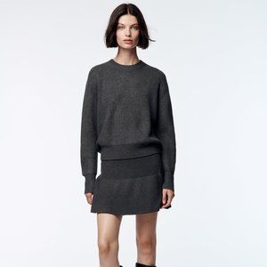 Zara Knit Gray Drop Waist Academia Mini Skirt